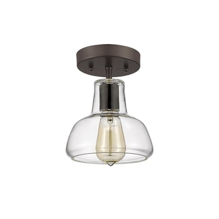 Chloe Lighting Chloe CH54011CL07-SF1 7 in. Shade Lighting Ironclad Industrial-Style 1 Light Rubbed Bronze Semi Flush Ceiling Fixture - Oil Rubbed Bronze CH54011CL07-SF1